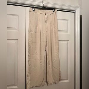 Beige wide leg tailored trouser